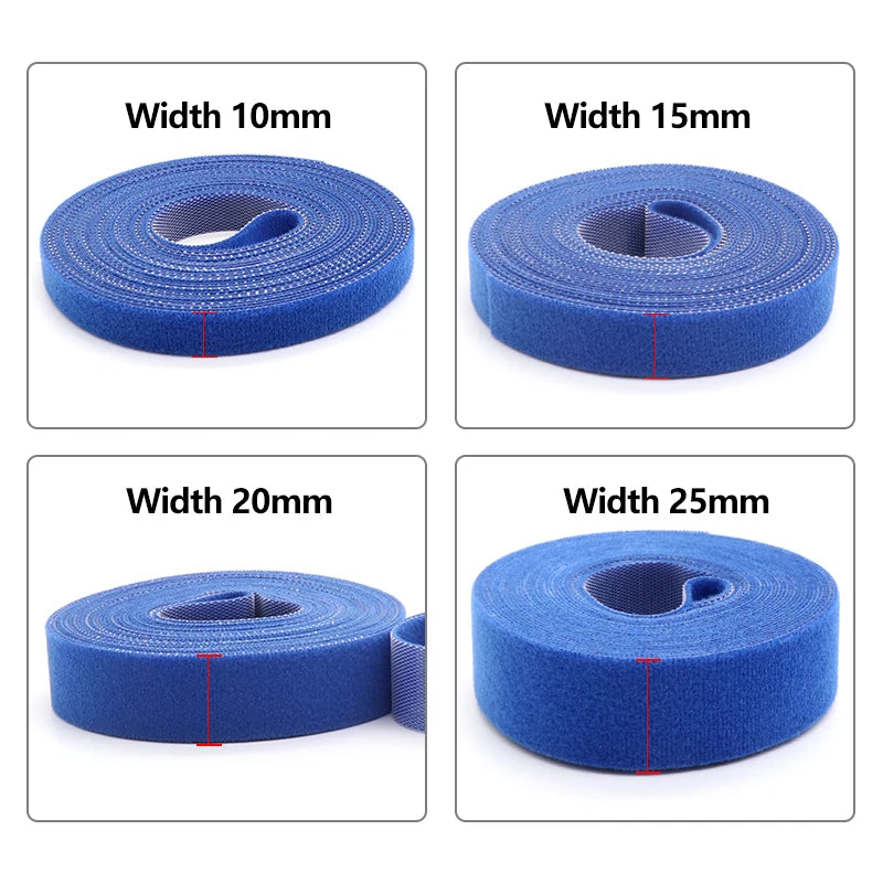 5M/Rolle Wiederverwendbare Kabelbinder Breite 10/15/20/25mm Nylon-Klebeband Klettverschluss Kabelorganisator-Band