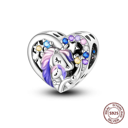 Gelber Sonnenblumen-Charm aus 925er Silber, Original-Zirkon, Kolibri, Einhorn-Charms, passend für Armbänder, DIY-Schmuck für Frauen, Hochzeitsgeschenk