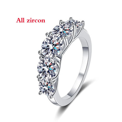 JOIAS HOME 18 Karat vergoldet 3,6 CT Alle Moissanit Ringe für Frauen 5 Steine funkelnder Diamant Ehering S925 Sterling Silber Schmuck