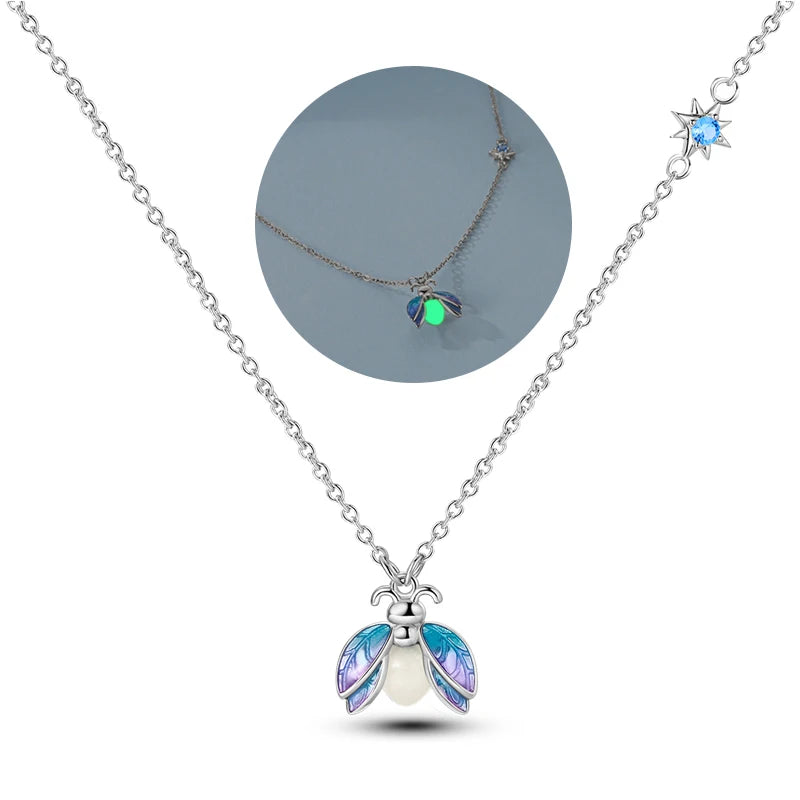 925 Sterling Silber blau Teufel Augen Palme Original Halskette Einhorn überlappen runde funkelnde Anhänger für Frauen Luxus Schmuck Geschenk
