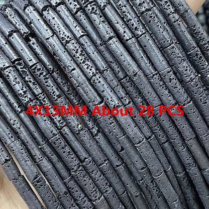 Natürliche Stein Schwarz Vulkanischen Lava Zylinder Räder Quadrat Runde Form Spacer Perlen Für Schmuck Machen Diy Armband Zubehör