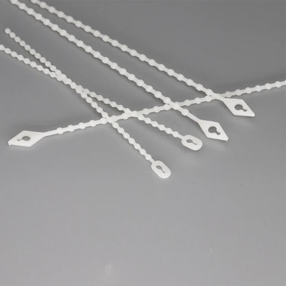100 Stück 1,5 x 100 mm, 2,5 x 150/180 mm, weißer Nylon-Kunststoff, wiederverwendbar, lösbar, Drahtverschluss, Schleife, Perlenknoten, Kugel, Kabelbinder