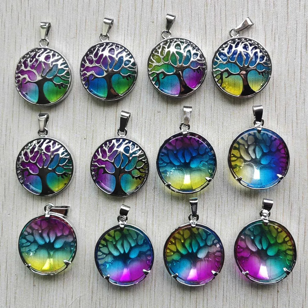 Großhandel 12 teile/los mode naturstein legierung baum des lebens mix Anhänger für halsketten schmuck zubehör machen schnelle versand