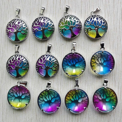 Großhandel 12 teile/los mode naturstein legierung baum des lebens mix Anhänger für halsketten schmuck zubehör machen schnelle versand