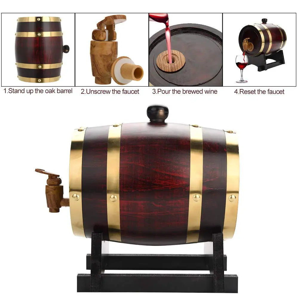 3l Whisky fass Holzfass Vintage Eiche Bier Brau werkzeuge Zapfhahn Spender für Rum Topf Whisky Weinbar Werkzeuge