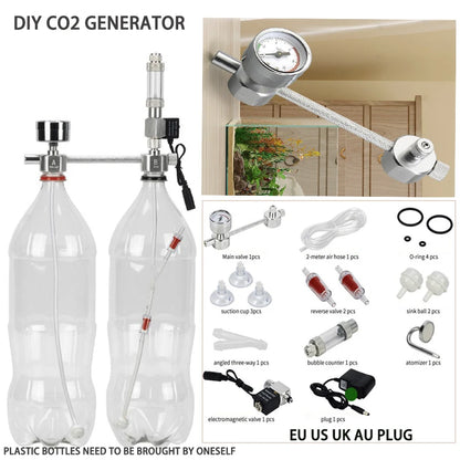 ZRDR Aquarium DIY CO2-Generatorsystem-Kit CO2-Generator, Blasenzähler-Diffusor mit Magnetventil, für / Wasserpflanzenwachstum