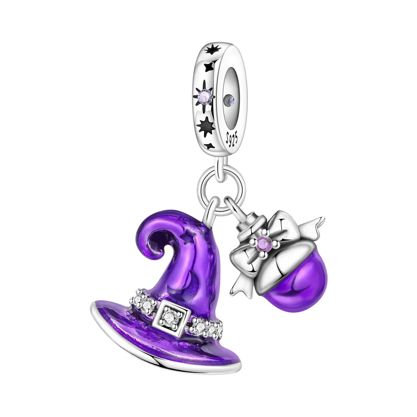 Lila Serie 925 Sterling Silber Maiglöckchen Rose Meerjungfrau Hexenhut Charm Passend für DIY Armband Halskette Charmante Geschenke