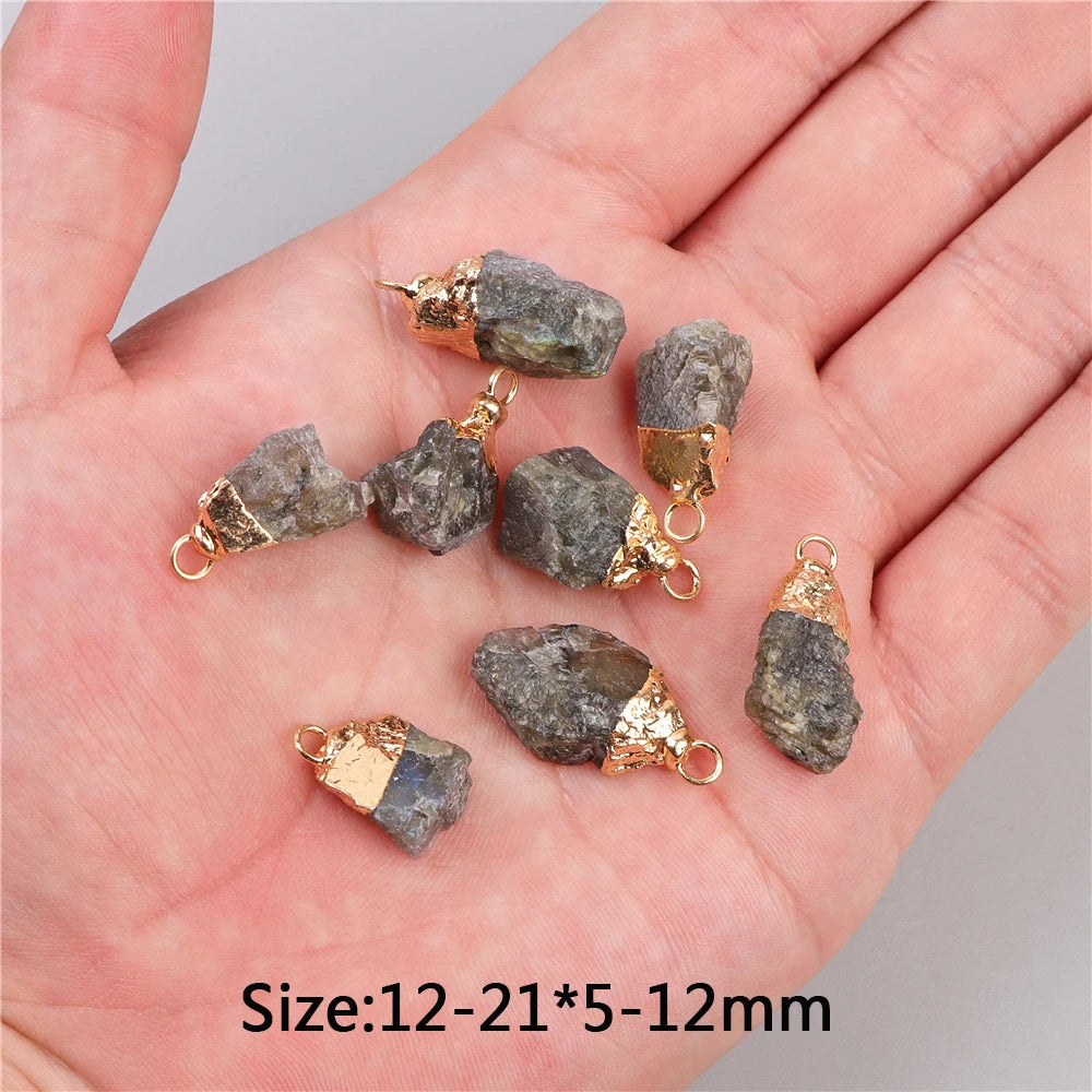 5 stücke Natürlichen Rauhen Stein Anhänger Unregelmäßige Form Healing Amethysten Labradorit Agat Quarz Anhänger Für DIY Handgemachte Halskette