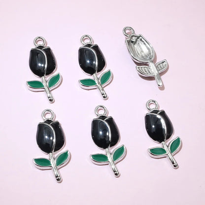 20 Stück 21x10mm Emaille Rose Knospe Blume Charms Anhänger Legierung Metall DIY Schmuckherstellung Zubehör Erkenntnisse für Halskette Ohrringe