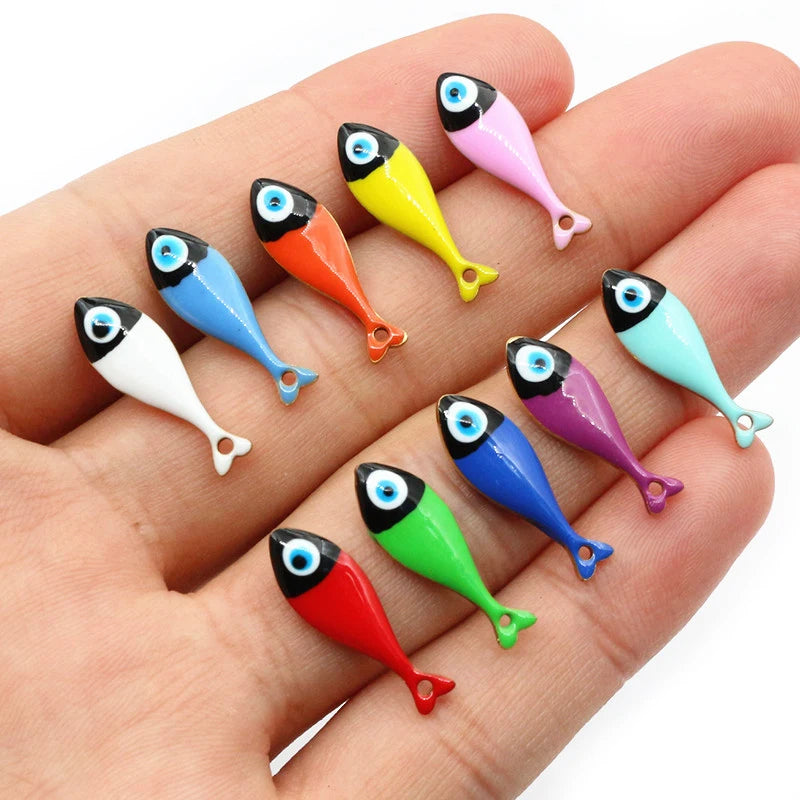 10 Stück 20x6,5mm Emaille Fisch Charms Anhänger Edelstahl DIY Schmuck Making Zubehör Erkenntnisse für Halsketten Ohrringe Armband