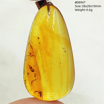 Natürlicher gelber Insekt-Bernstein-Anhänger für Damen und Herren, Bernstein-Insekt, baltischer Edelstein, Halskette, Schmuck, Heilung, AAAAA