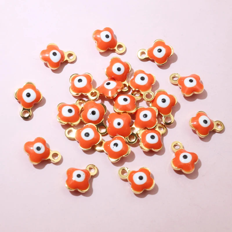 20 Stück 9x7mm Emaille Böse Augen Blumen Anhänger Anhänger kleine Edelstahl DIY Schmuck Herstellung Zubehör Ergebnisse