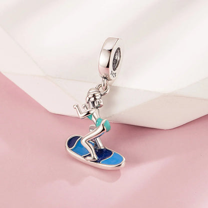 Gemütlicher Charm aus 925er-Sterlingsilber für Strandausflüge, hawaiianischer Bikini, Surfen, Kokosnussbaum, passend für DIY-Armbänder, Halsketten, Reisesouvenirs