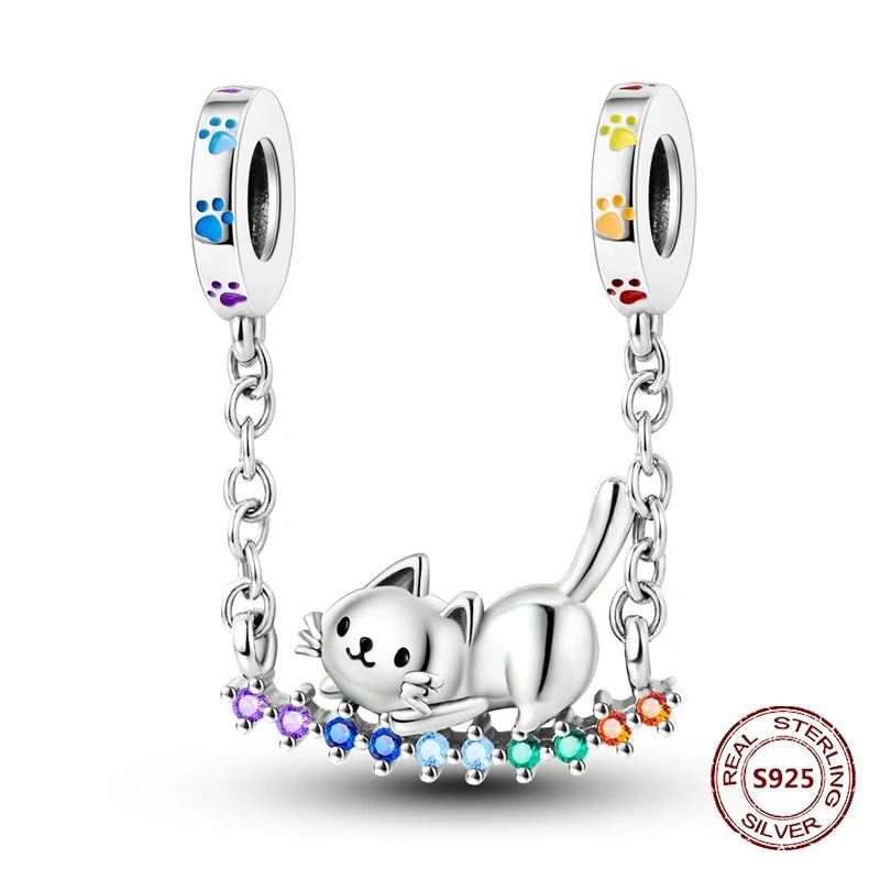 Sicherheitskette Libelle Schmetterling 925er Sterlingsilber Original Marienkäfer Kolibri Charm DIY Schmuckherstellung für Armband Armreif
