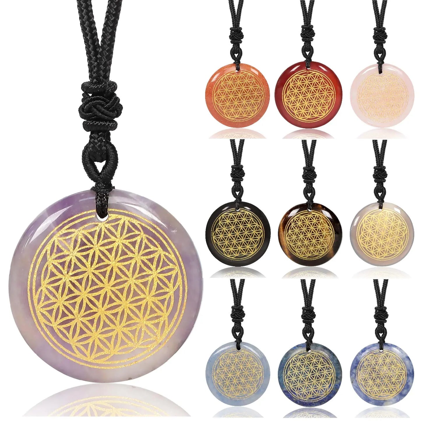HEIßER Natürliche Quarz Amethyst Würfel Metatron Blume des Lebens Anhänger Healing Energie Kristall Lapis Lazuli Männer Frauen Schmuck Halskette