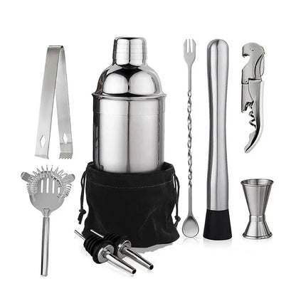 Edelstahl Cocktail Shaker Barkeeper Tools Martini Sharker Getränkemixer Set mit Aufbewahrungstasche Barkeeper Kit 6/7/10 Stück