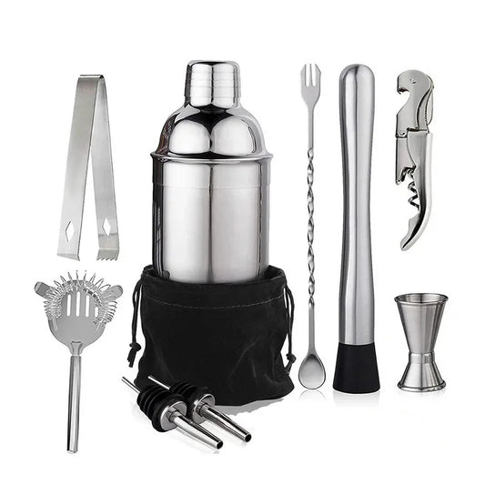 Edelstahl Cocktail Shaker Barkeeper Tools Martini Sharker Getränkemixer Set mit Aufbewahrungstasche Barkeeper Kit 6/7/10 Stück