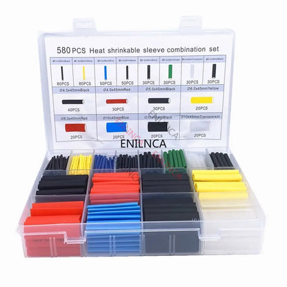 127-750 Stück Wärmeschrumpfschlauch-Set, Hitzebeständiger Schlauch, Schrumpfverpackungs-Kit für Elektrische Verbindungen, Kabelisolierung