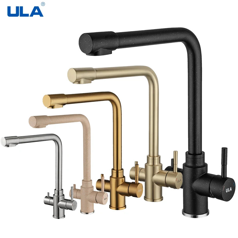 Ula gefilterte Küchen armaturen heißes und kaltes Trinkwasser 3-Wege-Filter Küchen spüle Mixer Rotations hähne Kran Doppel griff