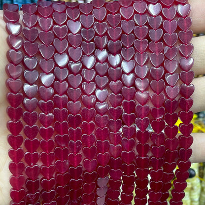 6MM Natürliche Herz Form Rubin Rot Chalcedon Lose Spacer Perlen Für Schmuck Machen DIY Armband Ohrringe Halskette Zubehör 7,5
