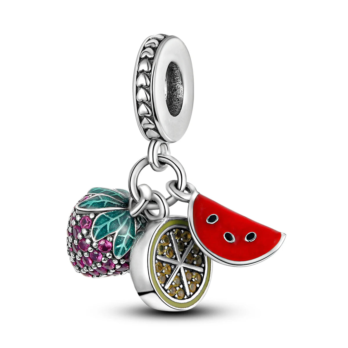 Obst-Charm-Perle aus 925er Silber, Erdbeere, Kirsche, Avocado-Anhänger, passend für Original-Armbänder, DIY-Modeschmuck