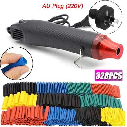 127/328 Stück Schrumpfschlauch mit 300 W Heißluftpistole 2:1 Schrumpfdraht Schrumpfschlauch Kabel verbinden Abdeckung Schutz DIY
