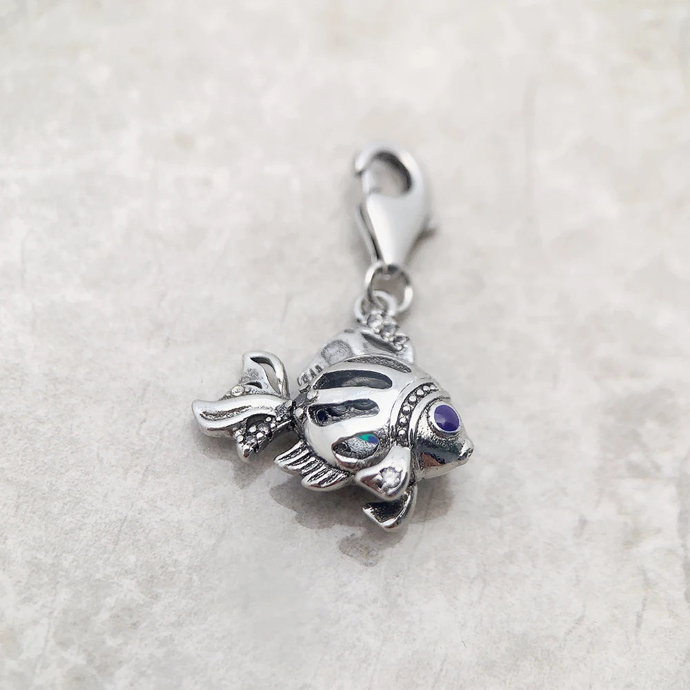 Blauer maritimer Fisch-Charm-Anhänger, 2023, Frühling, 925er Sterlingsilber, trendiges Glücksgeschenk für Frauen, Schmuck