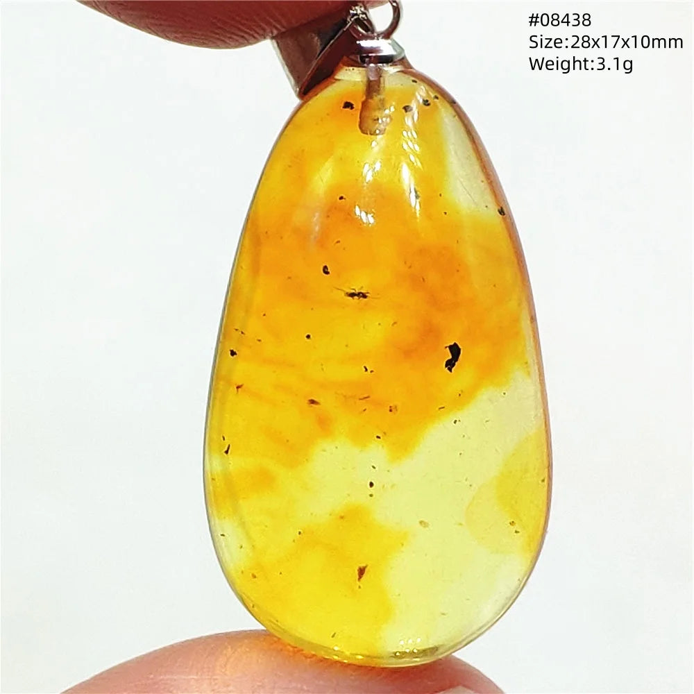 Natürlicher Piebald-Bernstein-Anhänger, gelber Bernstein, 36 x 23 x 14 mm, Edelstein-Anhänger, Halskette, Schmuck, AAAAA