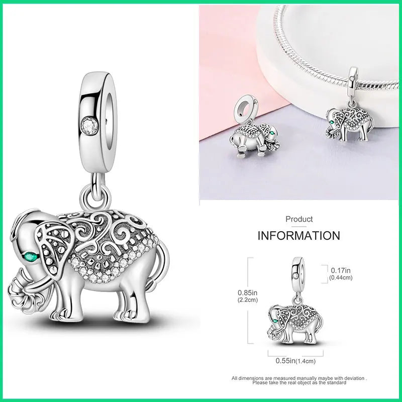 Charms aus 925er-Sterlingsilber, Flugzeug, Reisepass, Elefant, Perlenanhänger, passend für Original-Armbänder, für Frauen, Geburtstag, Modeschmuck, Geschenk