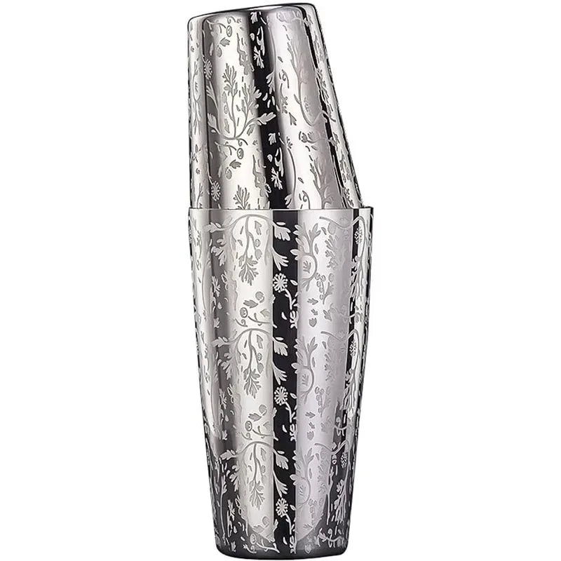 Boston Shaker aus Edelstahl mit geätztem Muster, Cocktail-Shaker, Martini-Shaker, Getränkemixer, professionelle Barkeeper-Sets