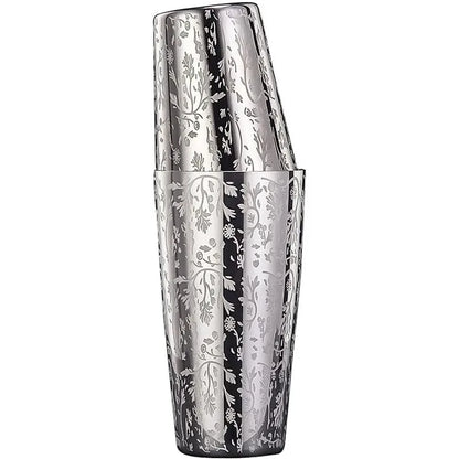 Boston Shaker aus Edelstahl mit geätztem Muster, Cocktail-Shaker, Martini-Shaker, Getränkemixer, professionelle Barkeeper-Sets