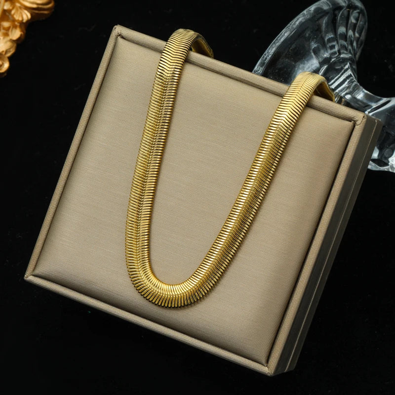 EILIECK 316L Edelstahl Gold Farbe Dicke Schlange Kette Halskette Für Frauen Mädchen Trendy Wasserdicht Schmuck Dame Geschenk Party