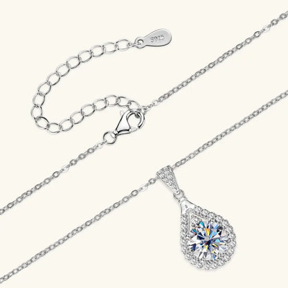 OXTAO 18 Karat Weißgold Moissanit Wassertropfen Halskette Anhänger Damenschmuck Zertifiziertes 925er Sterlingsilber Jubiläumsgeschenk