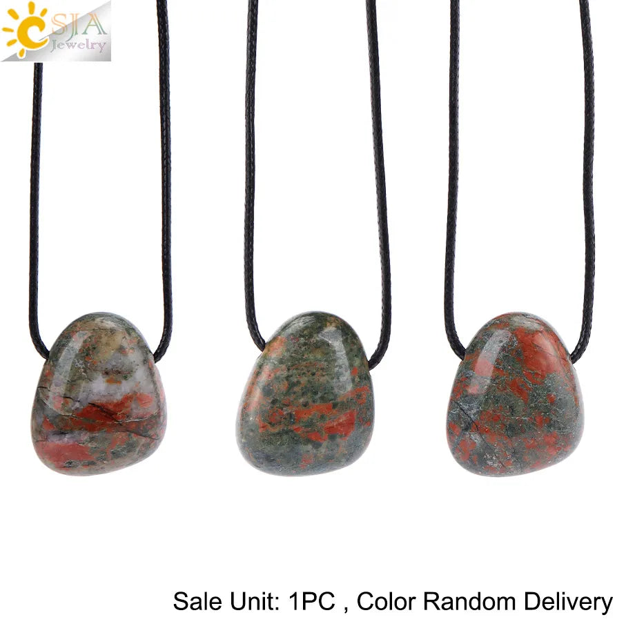 CSJA Naturstein Nugget Anhänger Halskette für Mann Heilung Kristall Amethysten Tigerauge Rhodonit Rosenquarz Charms Schmuck H551