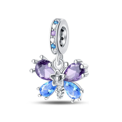 Bunter Schmetterlings-Quasten-Charm-Anhänger aus 925er-Sterlingsilber mit Perlen, passend für Original-Armbänder aus Silber für die Schmuckherstellung von Frauen