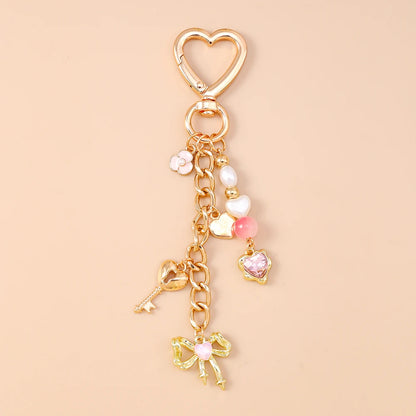 Aihua süße Y2K Metall Perle Liebe Herz Schleife Schlüsselanhänger für Frauen Mädchen Handtasche Anhänger DIY Schlüsselanhänger handgemachte Schmuck Geschenke