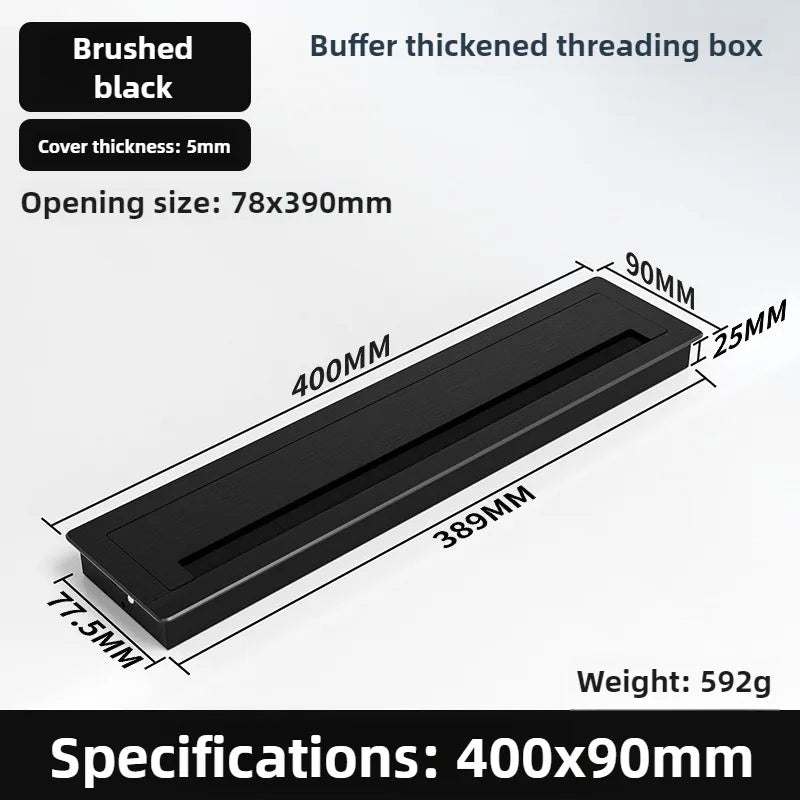 1 Stück rechteckige Schreibtisch-Kabeldurchführungen aus Aluminiumlegierung, Abdeckung für Kabelloch, Kabelauslass, Oberflächen-Tischkabelloch, Möbelbeschläge