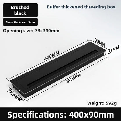 1 Stück rechteckige Schreibtisch-Kabeldurchführungen aus Aluminiumlegierung, Abdeckung für Kabelloch, Kabelauslass, Oberflächen-Tischkabelloch, Möbelbeschläge
