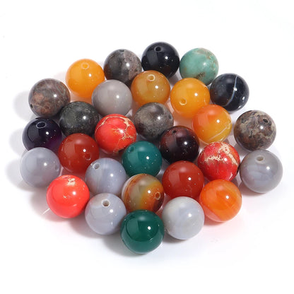 20–100 Stück, 4, 6, 8, 10, 12, 14 mm, Natursteinperlen, gemischte Farben, runde lose Perlen für Schmuckherstellung, DIY-Halskette, Armbänder, Zubehör