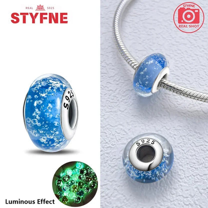 Echtes Sterlingsilber 925, Blumen-Charms, Glas, neue Original-Perle, bunt, Murano, passend für Original-Armbänder, DIY für Frauen, Schmuck, Geschenke
