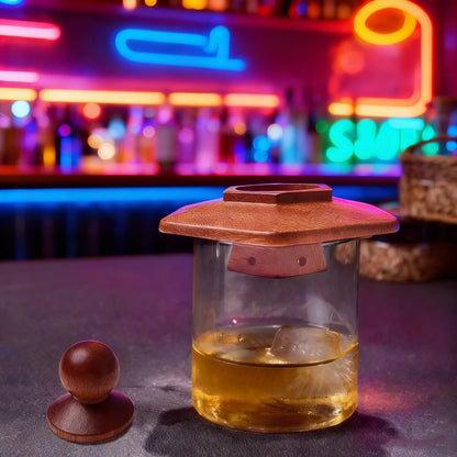 Räucher-Set mit Glasplatte, Cocktail-Räucher-Set mit 4 Holzspäne, Barkeeper-Zubehör für Whisky-Getränke, Raucher-Geschenkset für Männer