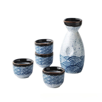 Japanisches Sake-Set aus Keramik (Flasche und Becher) – Haushalts-Weinseparator, Baijiu-Becher, Restaurant-Weinutensilien, Umzugsgeschenk