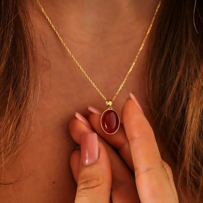 Halskette aus 14 Karat Gold mit natürlichem Karneol, handgefertigt, zierlicher heilender roher Kristallschmuck, Kristallstein-Schmuck, Liebesanhänger für ihre Frauen