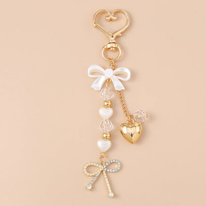 Aihua süße Y2K Metall Perle Liebe Herz Schleife Schlüsselanhänger für Frauen Mädchen Handtasche Anhänger DIY Schlüsselanhänger handgemachte Schmuck Geschenke