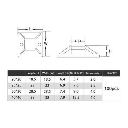 100PCS Kabelbinder Basis Halterung Mit Kleber Draht Abnehmbare Selbstklebende Wand Halter Auto Befestigung Sitz Klemmen Saug Positionierung saugnapf