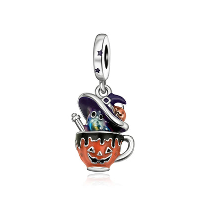 Heißer Verkauf 925er Sterlingsilber Schlitten- und Schneemann-Perlen und Kürbiskopf-Anhänger, passend für Armbänder, Weihnachts- und Halloween-Geschenke