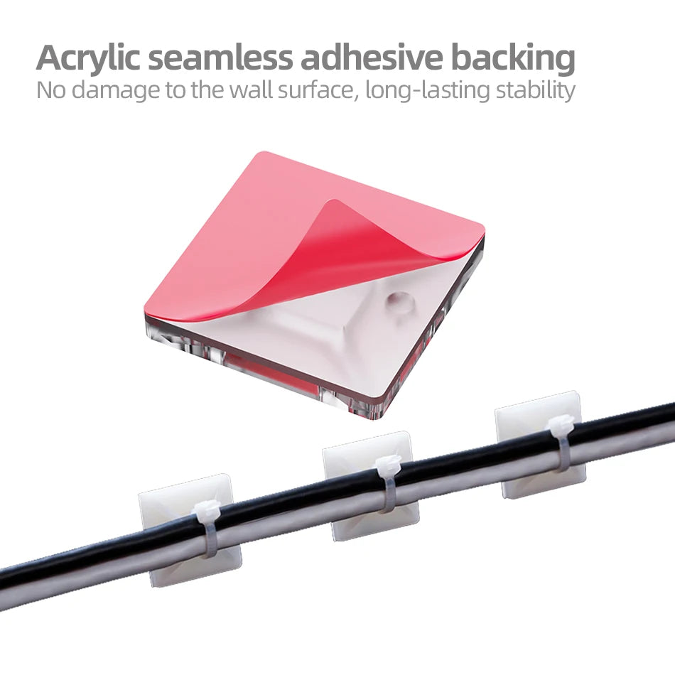 50/100/150 Stück selbstklebende Nylon-Kabelbinder zur Befestigung von Drähten, Organizer, Fixierer, einfaches Kabelmanagement-System, wiederverwendbar, langlebig