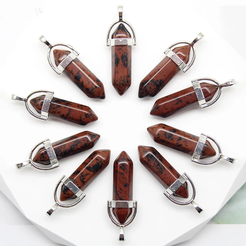 24 stücke Natürliche Stein Achate Quarz Kristall Anhänger Für Halskette Charme Fluorit Sechseckigen Anhänger DIY Schmuck Machen Zubehör