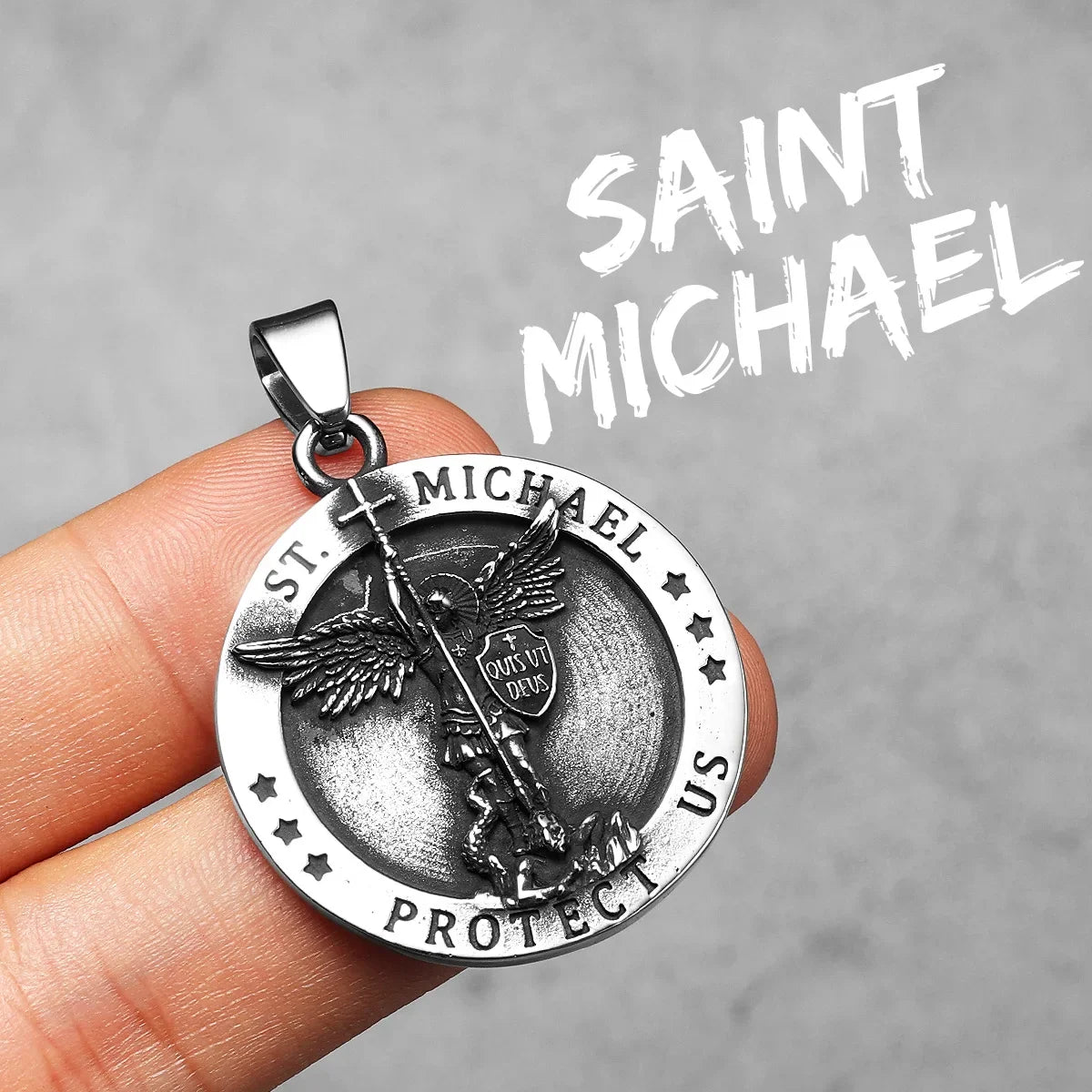 Bow Angel St. Michael Men Necklaces Stainless Steel Pendant Chain Powerful Strong Amulet Vintage Cool Women Jewelry Gifts Wholesale