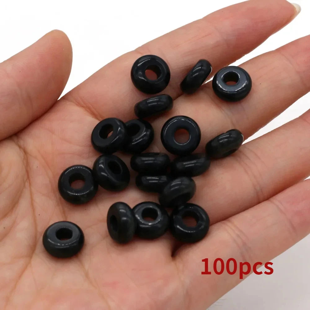 Großhandel 100 Stück Natursteinperlen, großes Loch, Abacus-Form, Agts-Steinperlen für die Herstellung von Schmuck, Halsketten, Loch 4 mm, Größe 5 x 10 mm